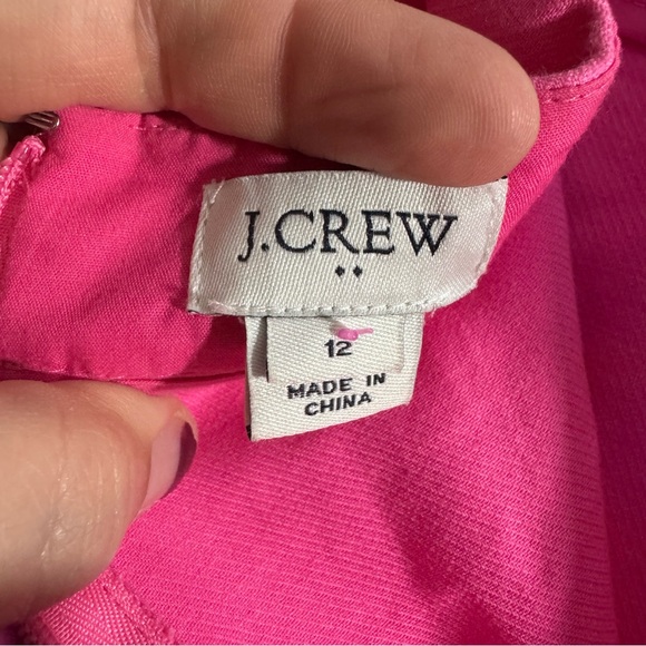 J.Crew Hot Pink Scallop Hem Pencil Skirt Size 12 Cotton Barbiecore Preppy - Picture 3 of 5